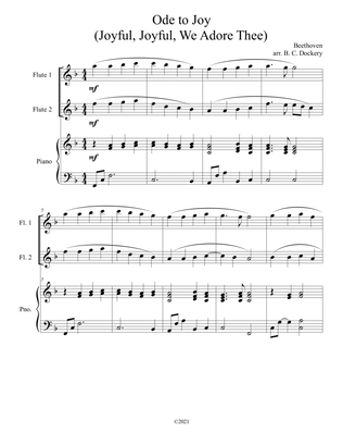 Ode to Joy (Joyful, Joyful, We Adore Thee) for flute duet with piano accompaniment