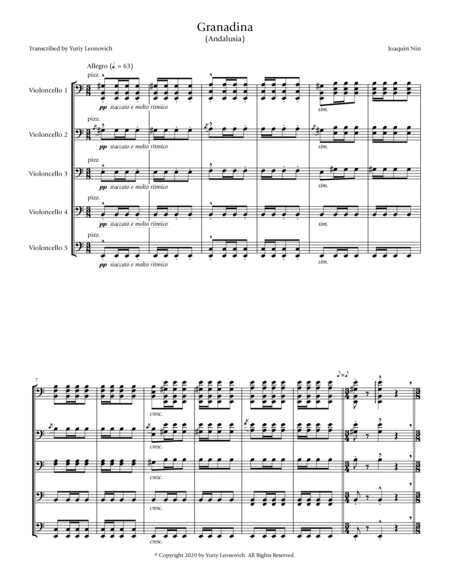 Nin - Granadina (for 5 cellos)