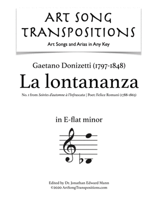 Book cover for DONIZETTI: La lontananza (transposed to E-flat minor)