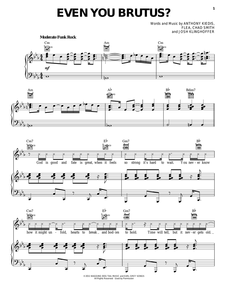 Even You Brutus? Piano, Vocal, Guitar scores gallery preview page 1