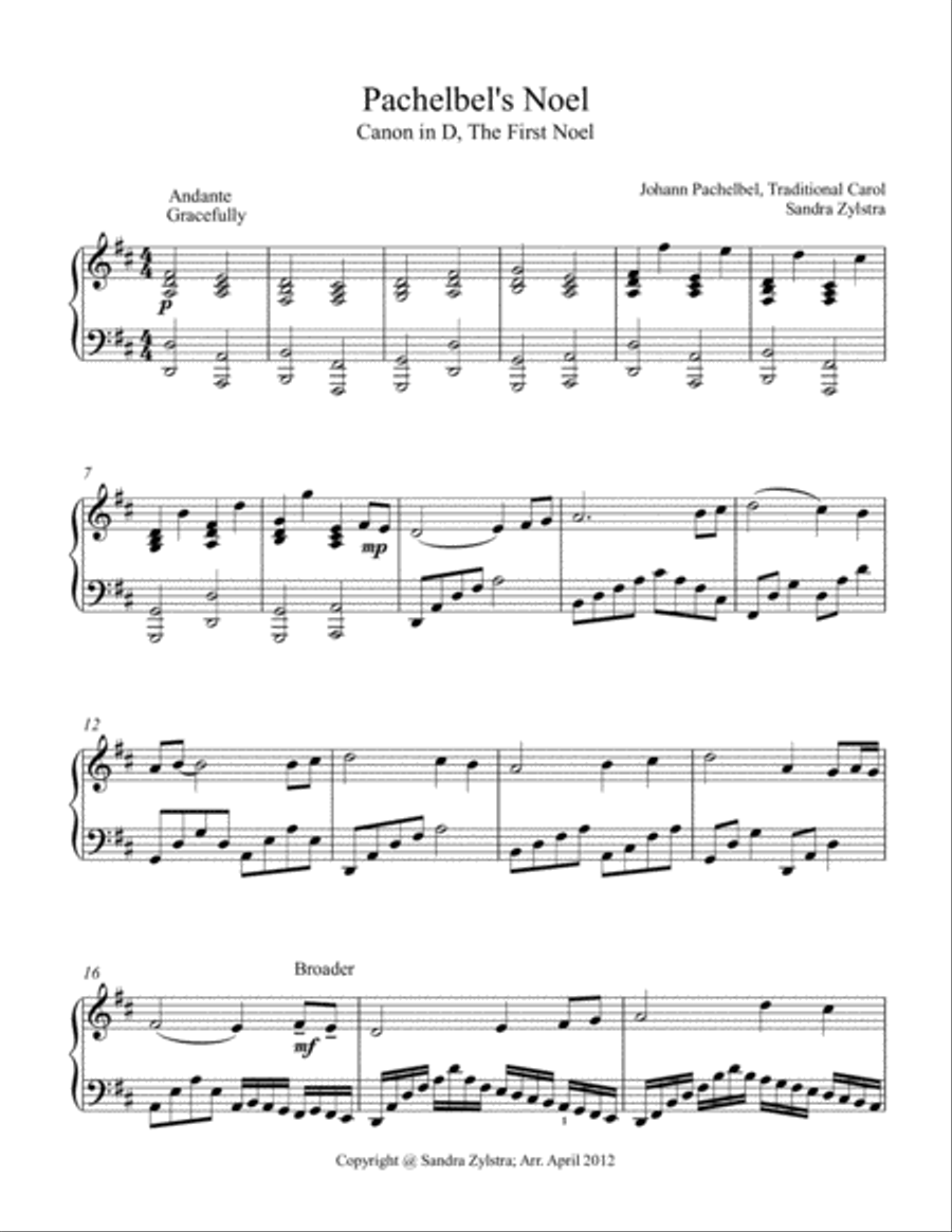 Pachelbel's Noel (late intermediate piano solo) Piano Solo scores gallery preview page 2
