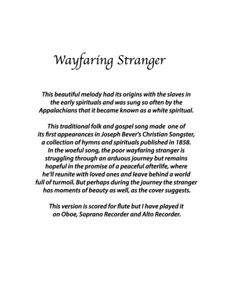 Wayfaring Stranger for Woodwind Duo, Guitar and Bass image number null
