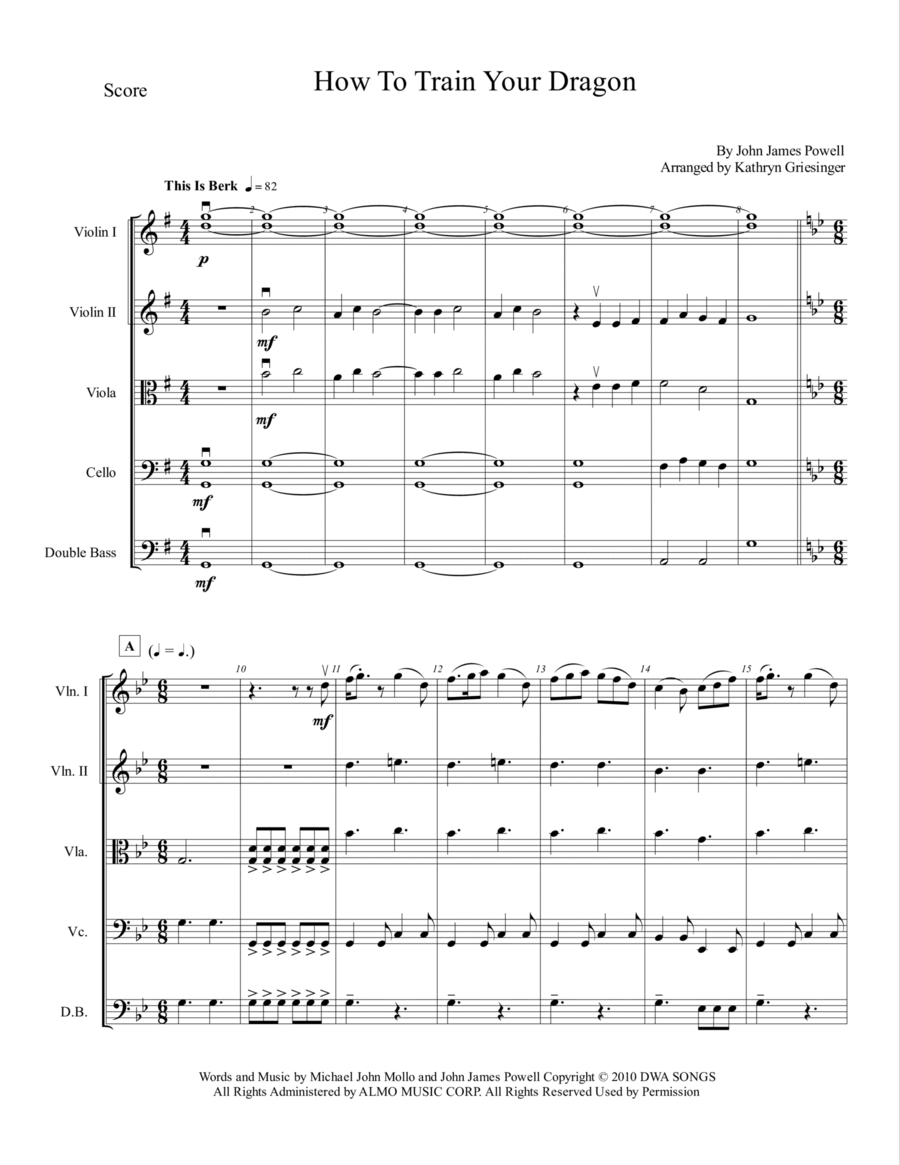 How To Train Your Dragon Score and Parts scores gallery preview page 1