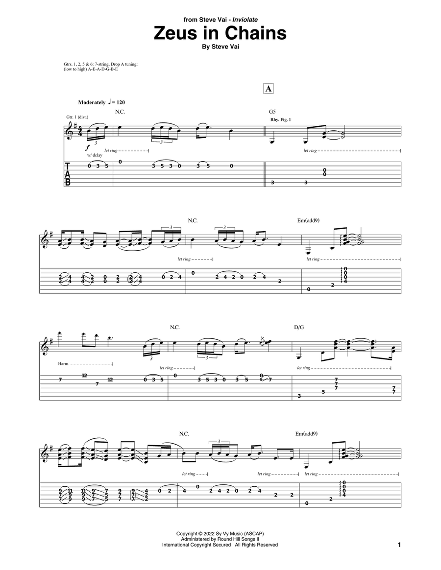 Zeus In Chains Guitar Tablature scores gallery preview page 1