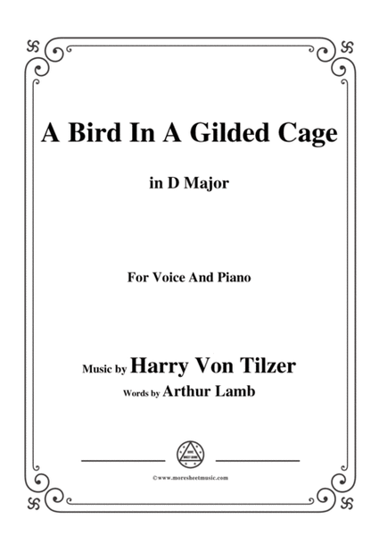 Harry Von Tilzer-Bird In A Gilded Cage,in D Major,for Voice&Piano image number null