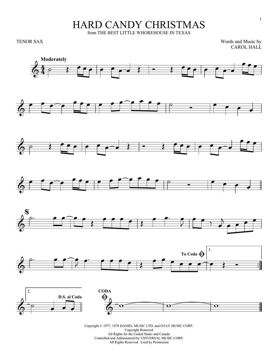 Hard Candy Christmas Tenor Saxophone scores gallery preview page 1
