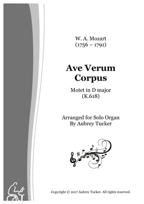 Book cover for Organ: Ave Verum Corpus (Motet in D major K.618) - W. A. Mozart