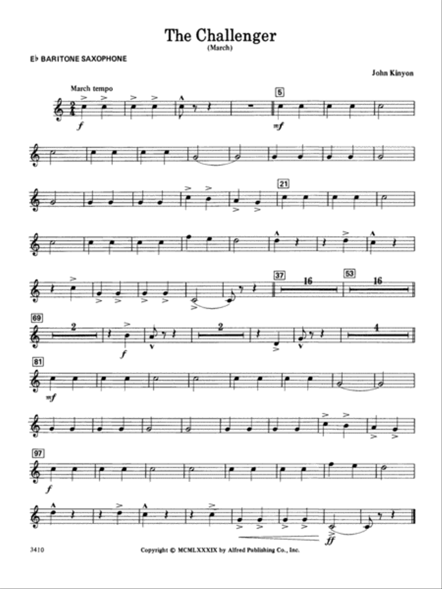 The Challenger: E-flat Baritone Saxophone Concert Band scores gallery preview page 1