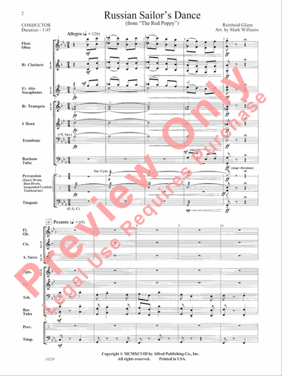 Russian Sailor's Dance (from The Red Poppy) Concert Band scores gallery preview page 3