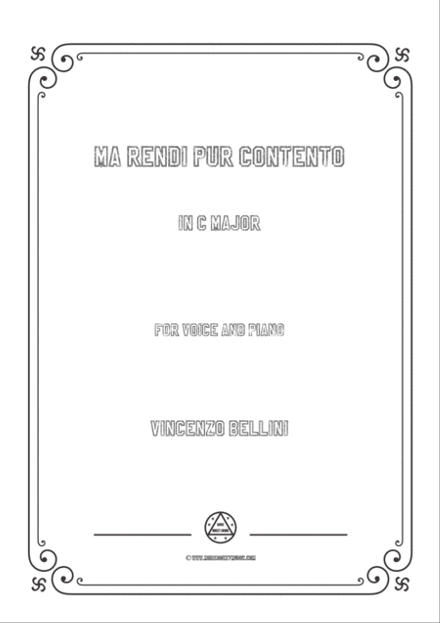 Bellini-Ma rendi pur contento in C Major,for voice and piano Voice Solo scores gallery preview page 1