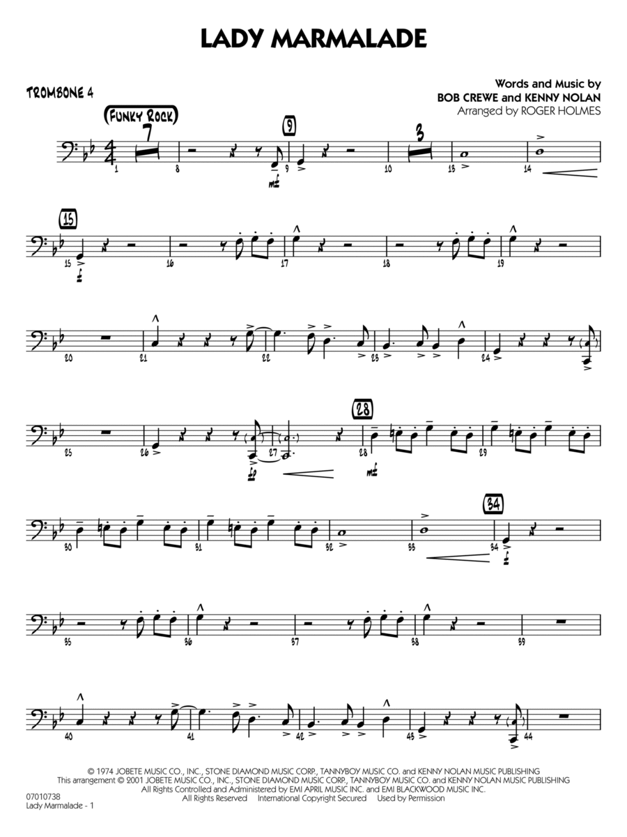 Lady Marmalade (from Moulin Rouge) (arr. Roger Holmes) - Trombone 4 Jazz Ensemble scores gallery preview page 1