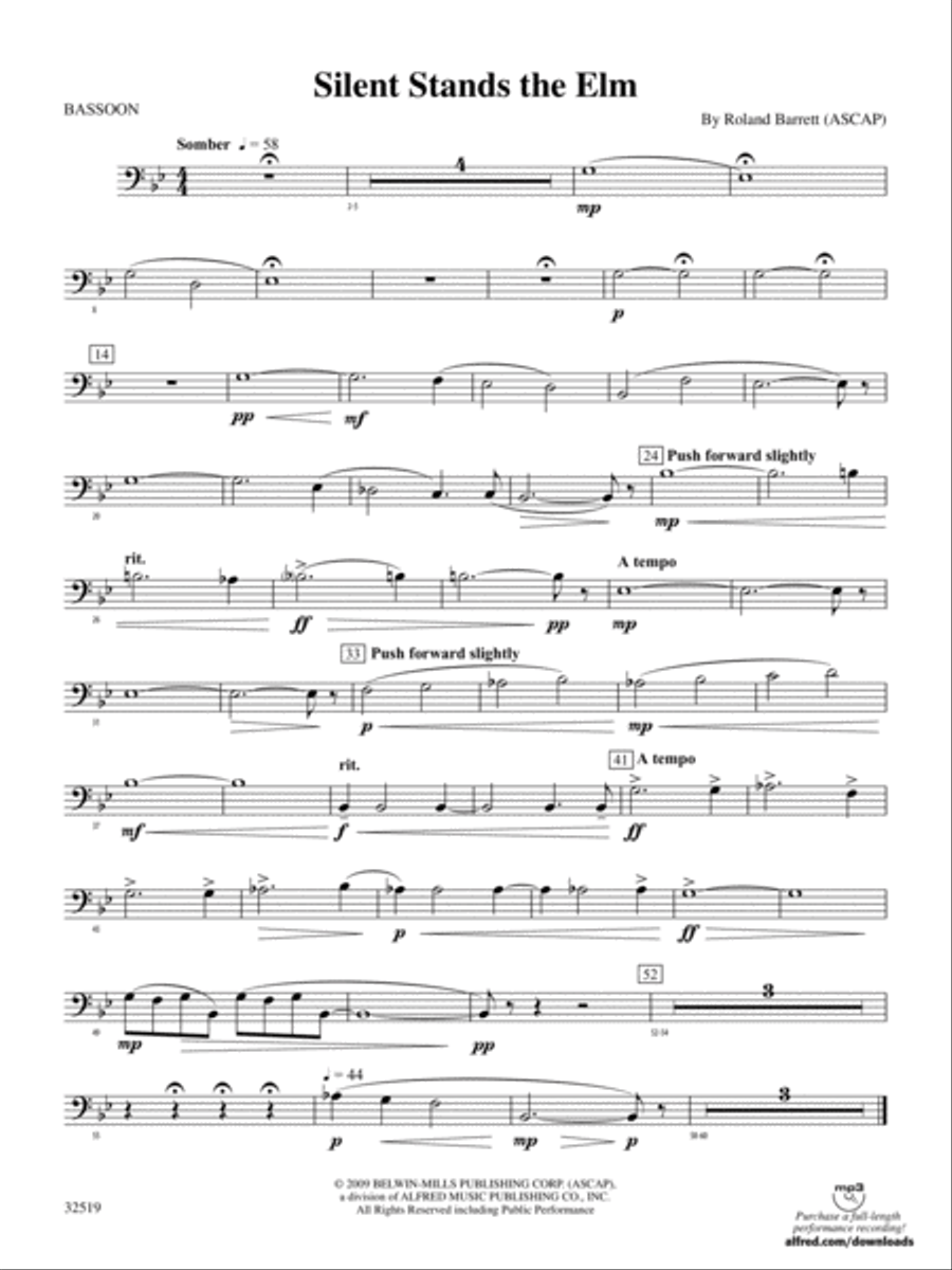 Silent Stands the Elm: Bassoon Concert Band scores gallery preview page 1
