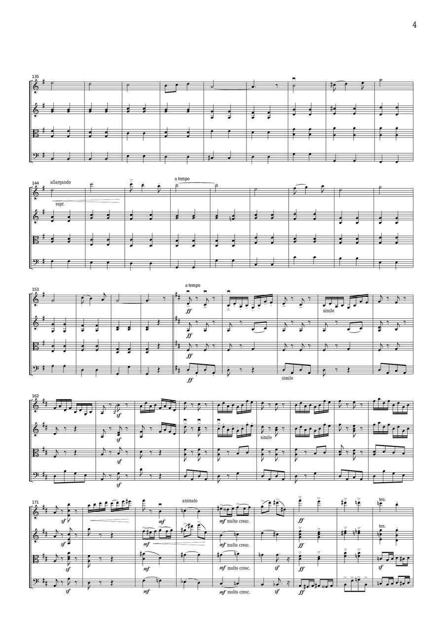Elgar Pomp and Circumstance March No.1, for string quartet, CE001 String Quartet scores gallery preview page 4