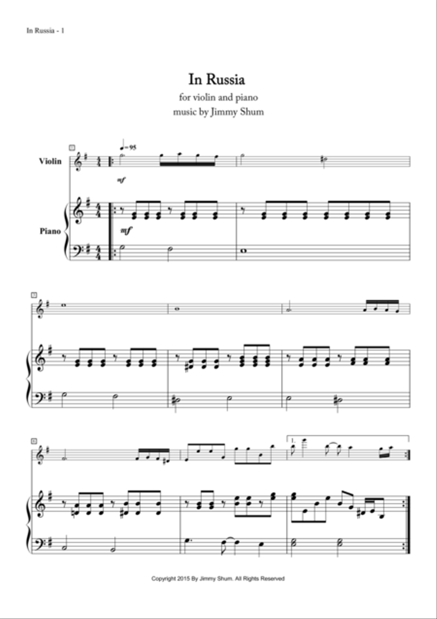In Russia Violin Solo scores gallery preview page 1