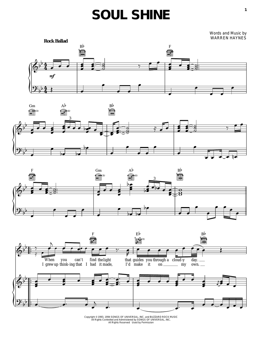 Soul Shine Acoustic Guitar scores gallery preview page 1