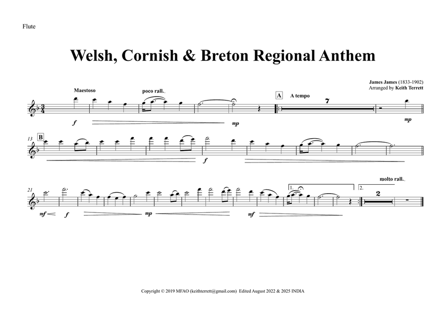 Welsh/Cornish/Breton Regional Anthem for Symphony Orchestra (Olympic National Games Anthem Series) Full Orchestra scores gallery preview page 5