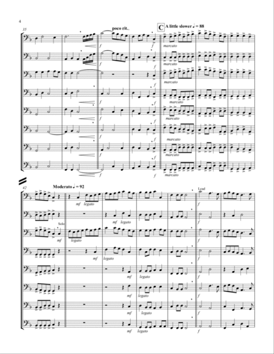 Simple Gifts ('Tis the Gift to Be Simple) (F) (Violoncello Octet) Cello scores gallery preview page 4