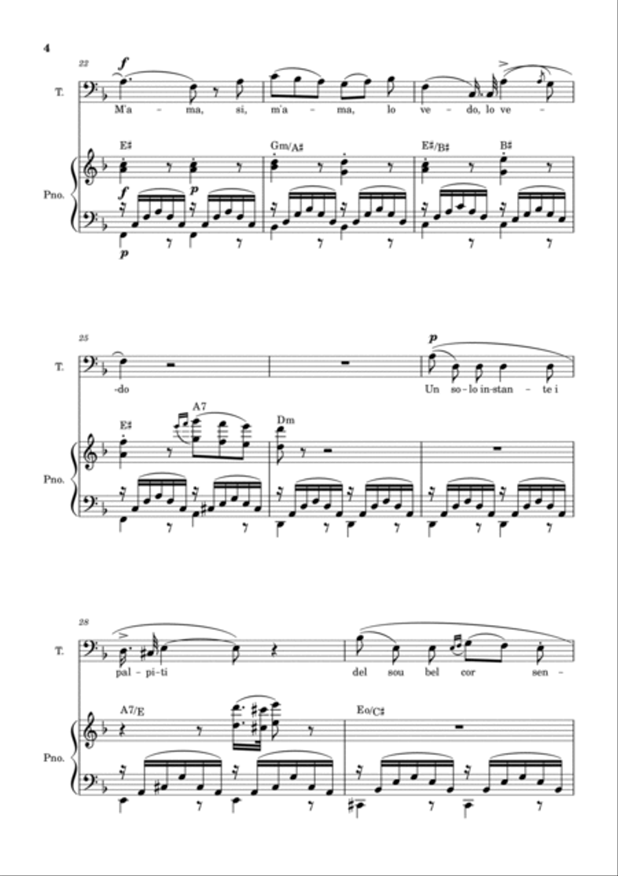 Una Furtiva Lagrima (Tenor in Dm) Piano, Vocal, Guitar scores gallery preview page 4