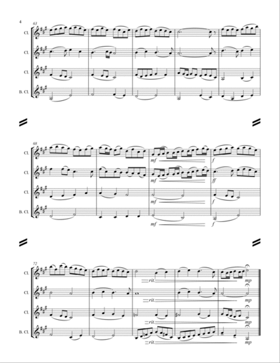 In the Bleak Midwinter (for Clarinet Quartet) Clarinet Quartet scores gallery preview page 5