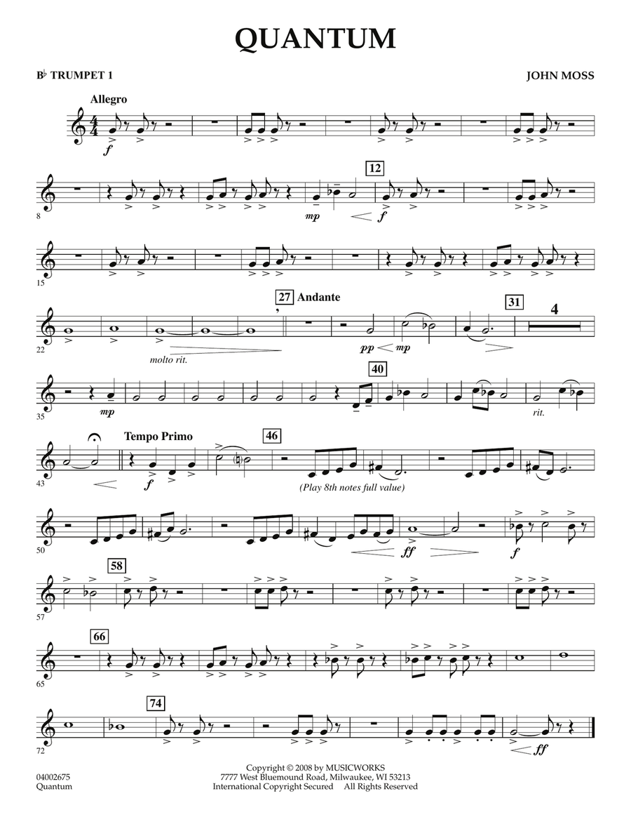Quantum - Bb Trumpet 1 Quantum - Bb Trumpet 1 Concert Band scores gallery preview page 1