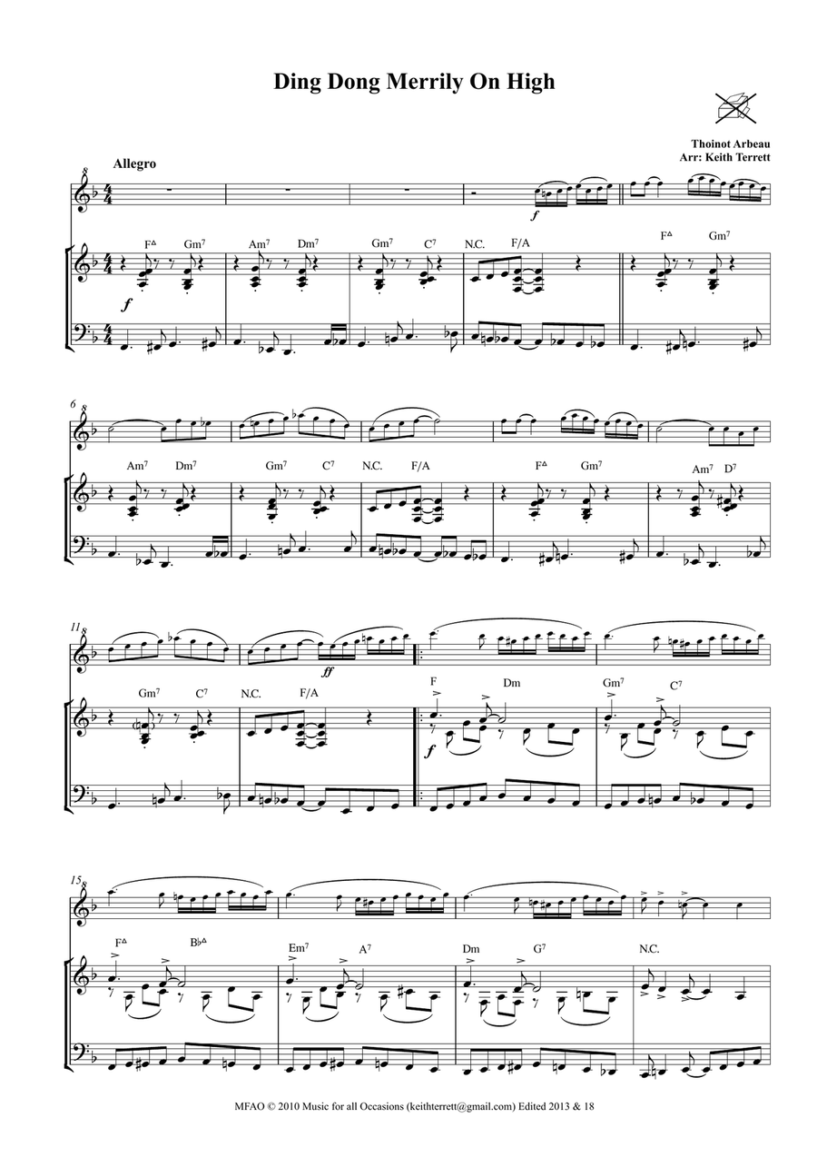 8 Swinging Xmas Carols for Descant (Soprano Recorder) & Piano Soprano Recorder scores gallery preview page 2