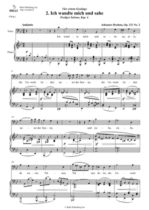 Ich wandte mich, Op. 121 No. 2 (Original key. G minor)