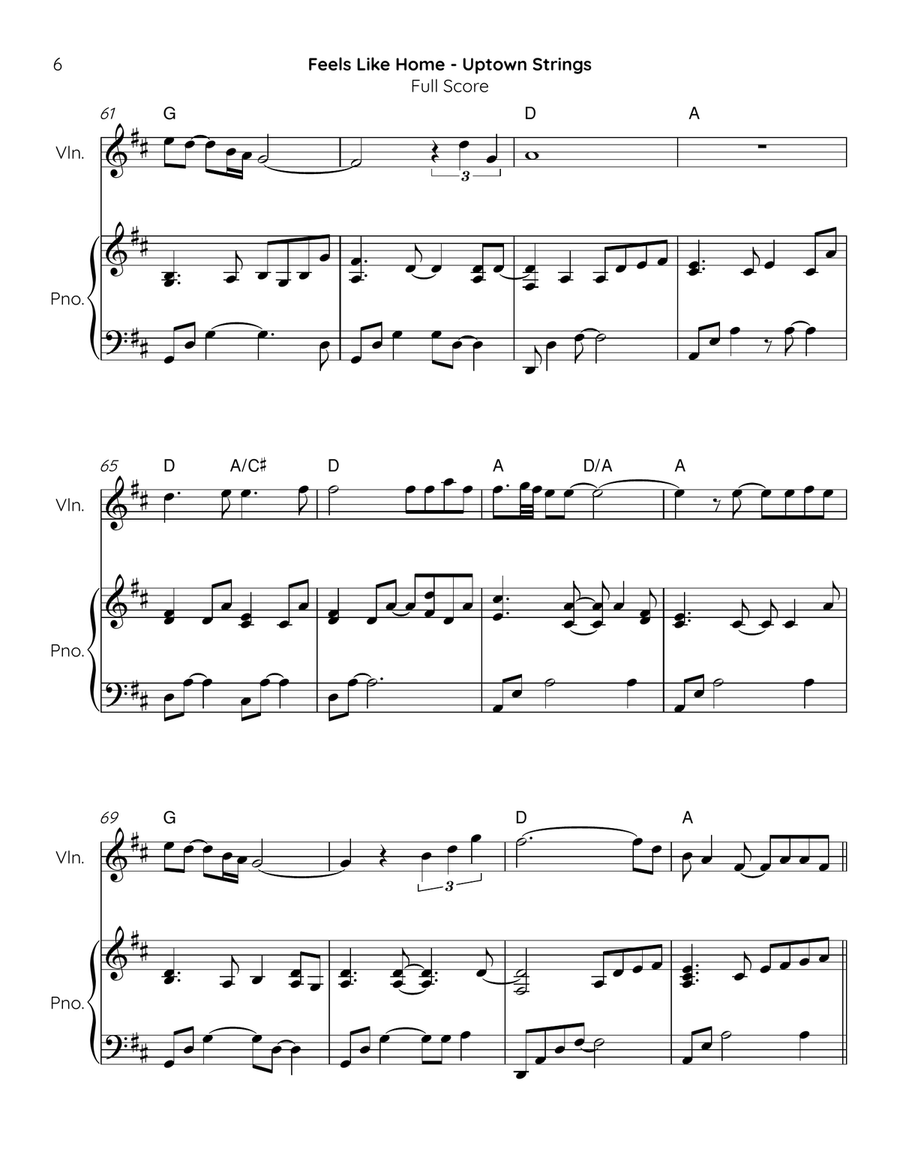 Feels Like Home Violin Solo scores gallery preview page 6