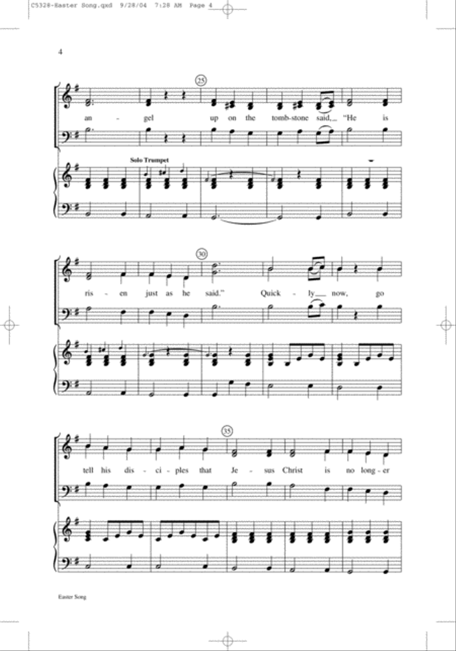 Easter Song Easter Song 4-Part scores gallery preview page 4