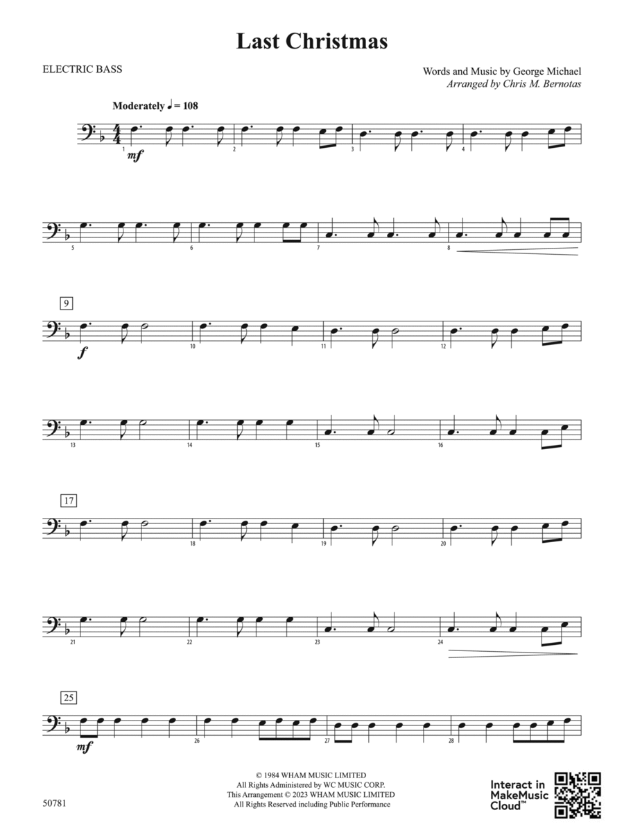 Last Christmas: Electric Bass Concert Band scores gallery preview page 1