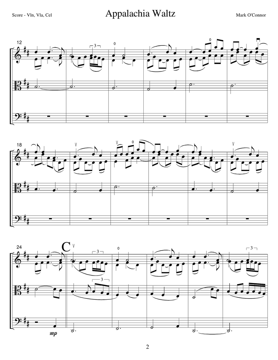 Appalachia Waltz (score - vln, vla, cel) String Trio scores gallery preview page 5