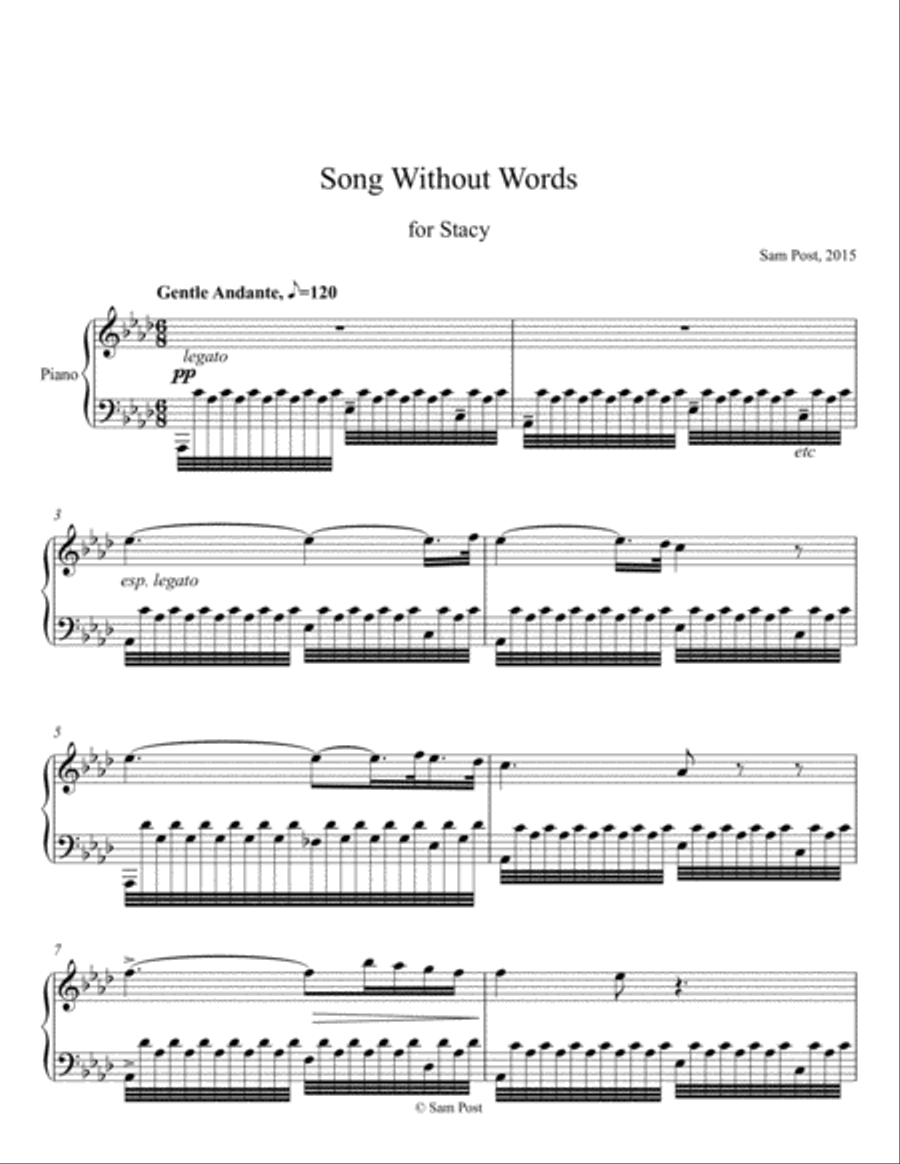Song without Words (for Stacy), op. 14 Piano Solo scores gallery preview page 1