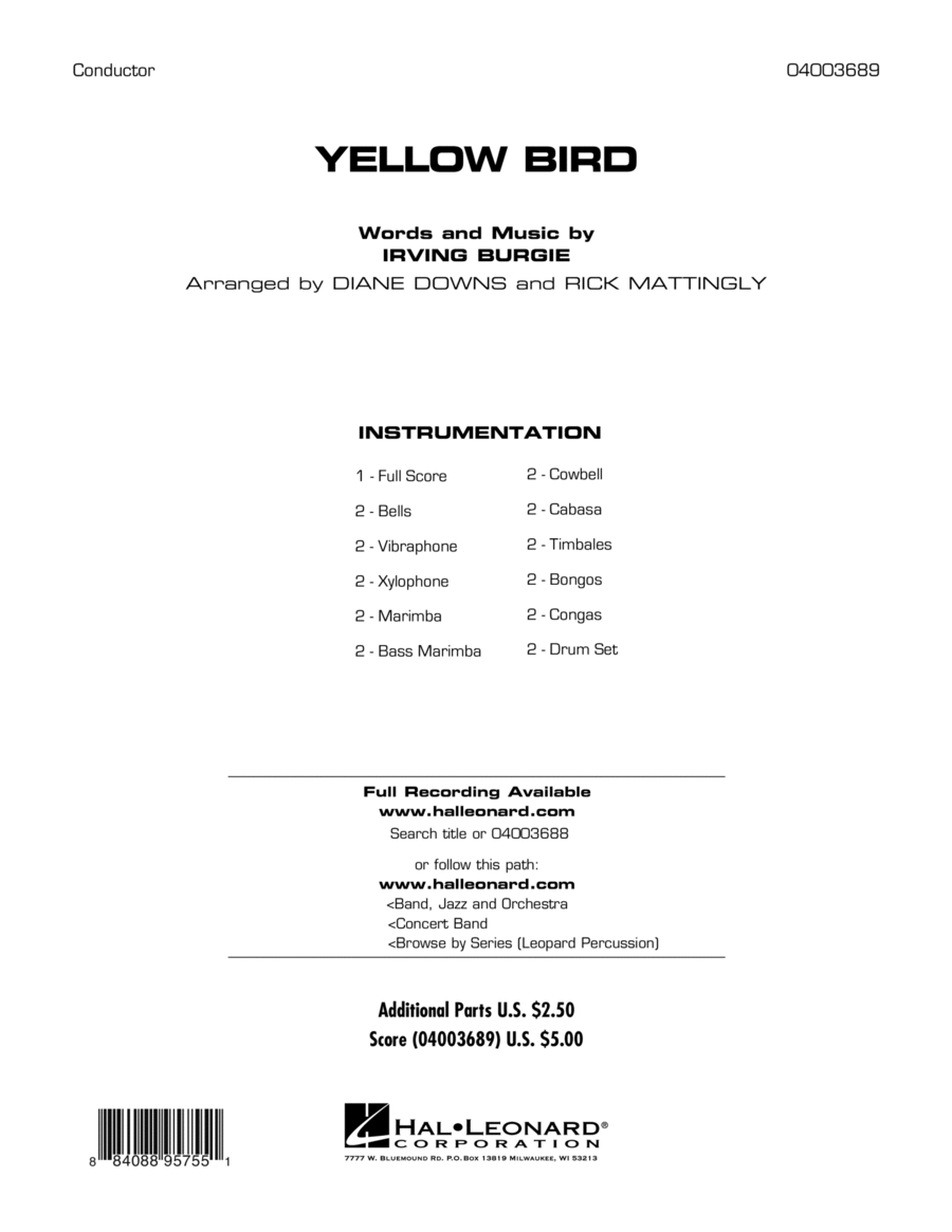 Yellow Bird - Full Score Yellow Bird - Full Score Concert Band scores gallery preview page 1