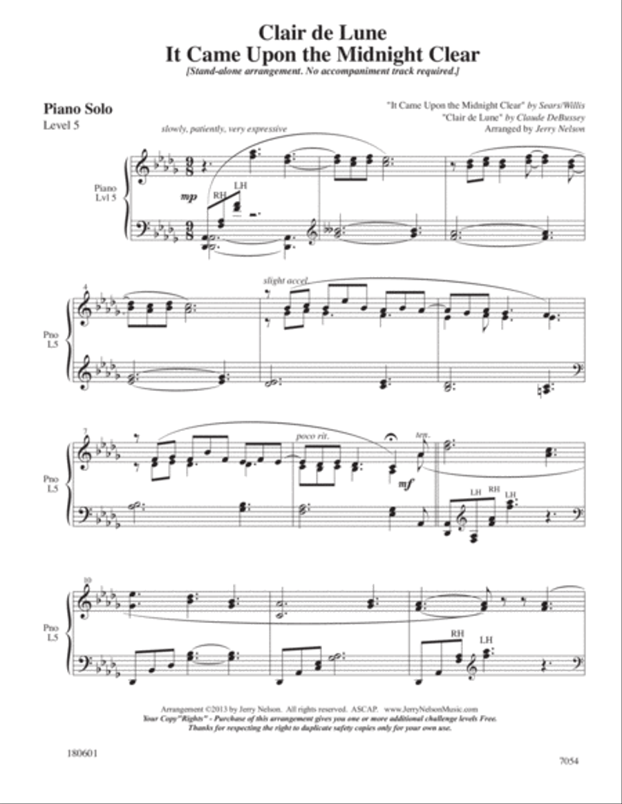 Clair de Lune with It Came Upon The Midnight Clear (Receive 2 for 1!) Piano Solo scores gallery preview page 2