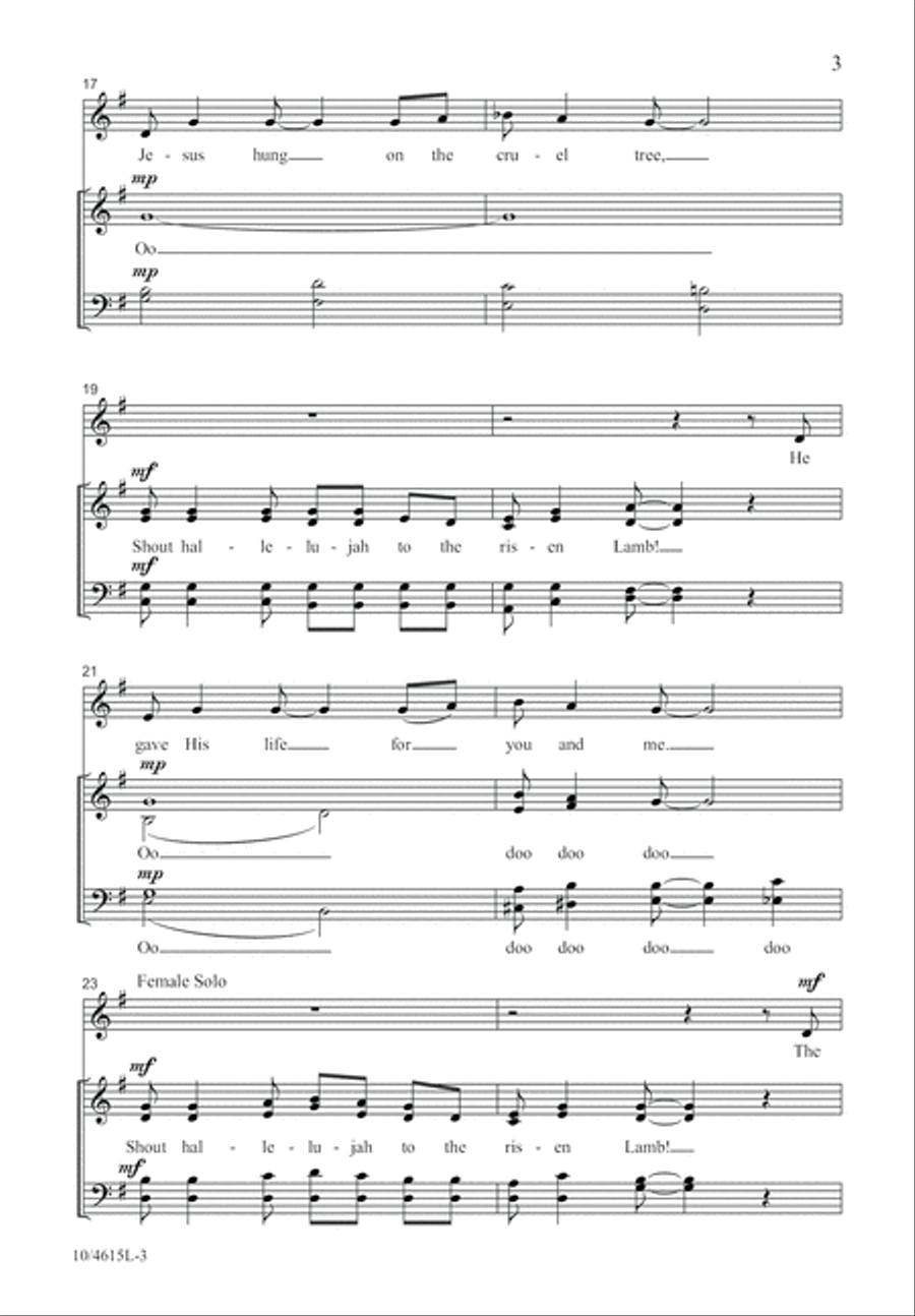 Shout Hallelujah to the Risen Lamb 4-Part scores gallery preview page 3