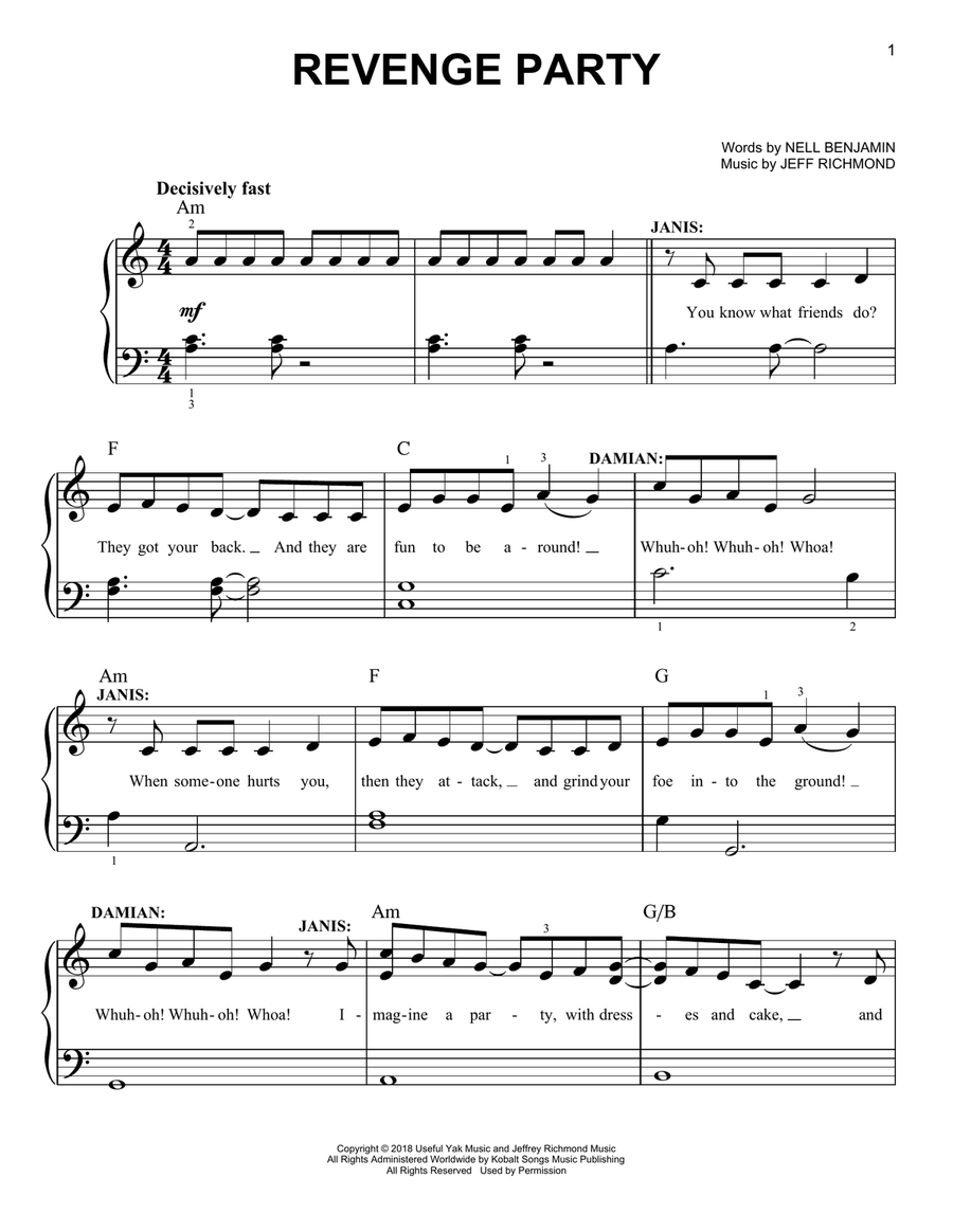 Revenge Party (from Mean Girls: The Broadway Musical) Easy Piano scores gallery preview page 1