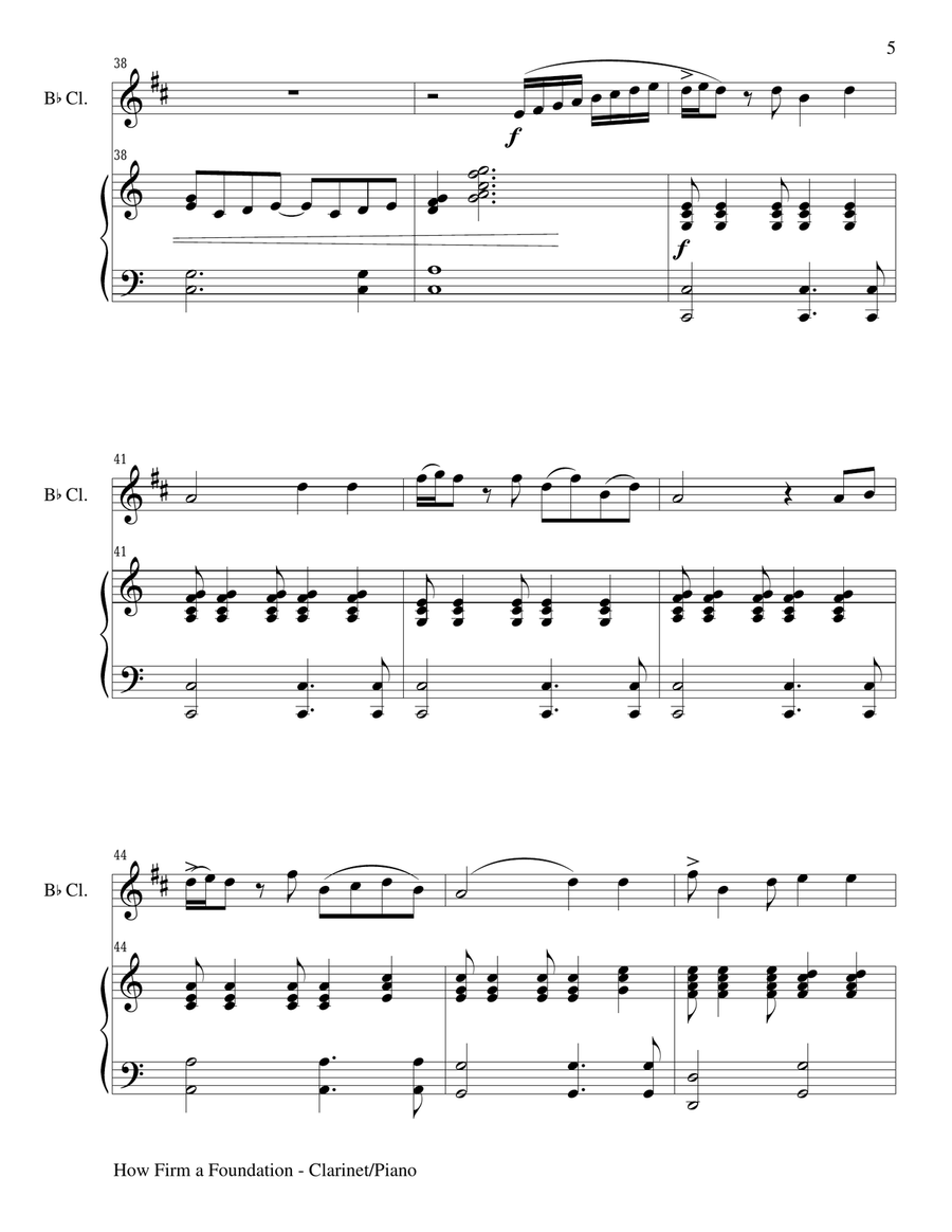 HOW FIRM A FOUNDATION (Bb Clarinet/Piano and Clar Part) B-Flat Clarinet scores gallery preview page 5