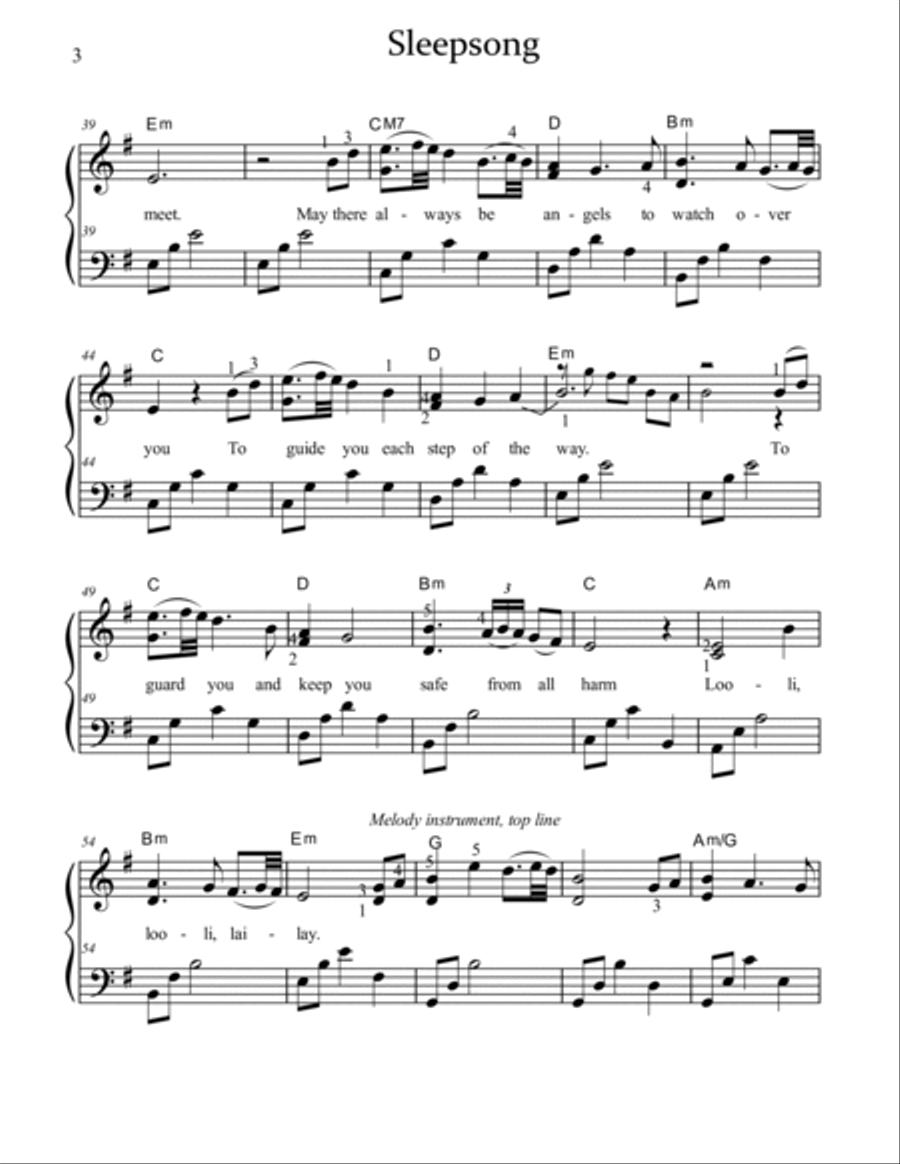 Sleepsong Piano, Vocal, Guitar scores gallery preview page 3