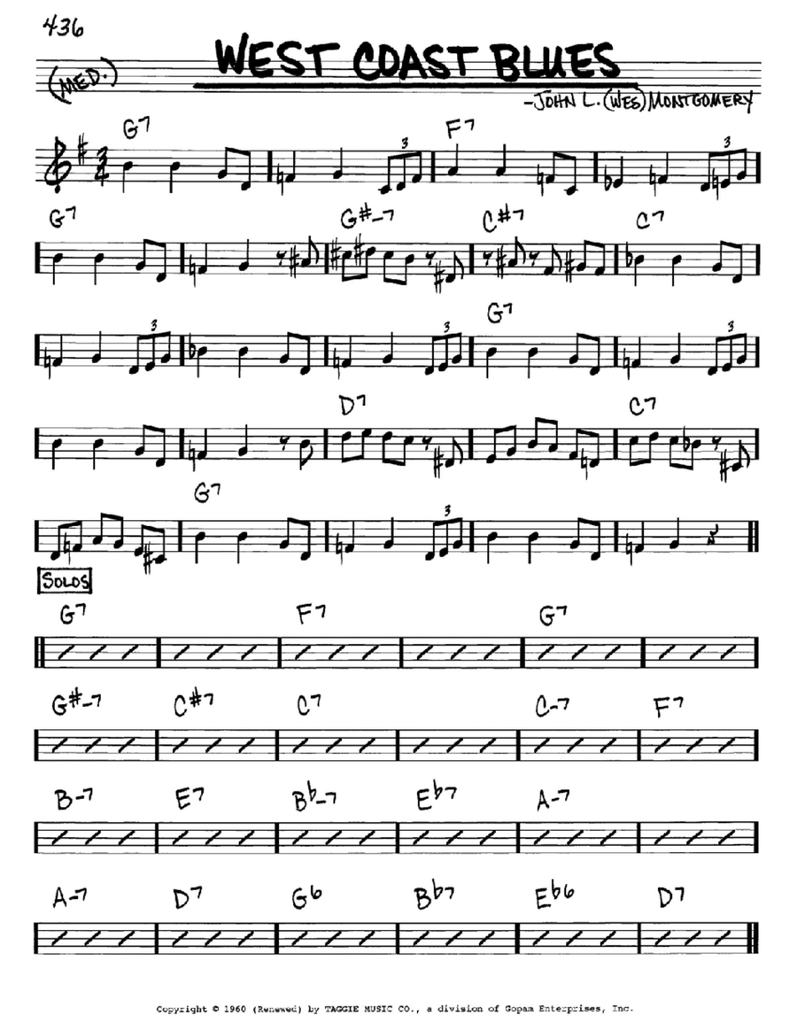 West Coast Blues E-Flat Instrument scores gallery preview page 1
