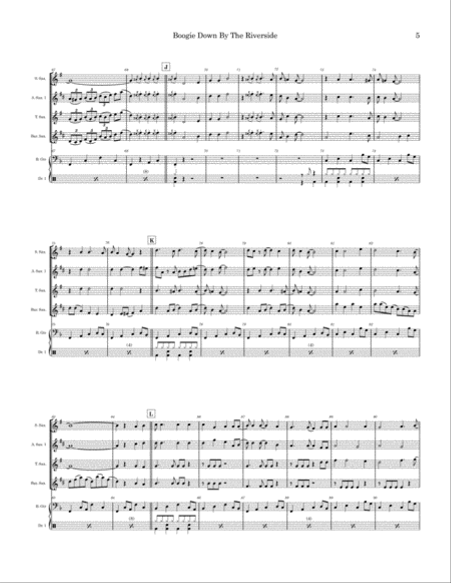 Boogie Down By The Riverside (Saxophone Quartet) Saxophone Quartet scores gallery preview page 5