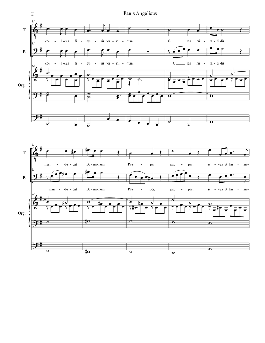 Panis Angelicus (for 2-part choir (TB) - Organ Accompaniment) TB scores gallery preview page 3