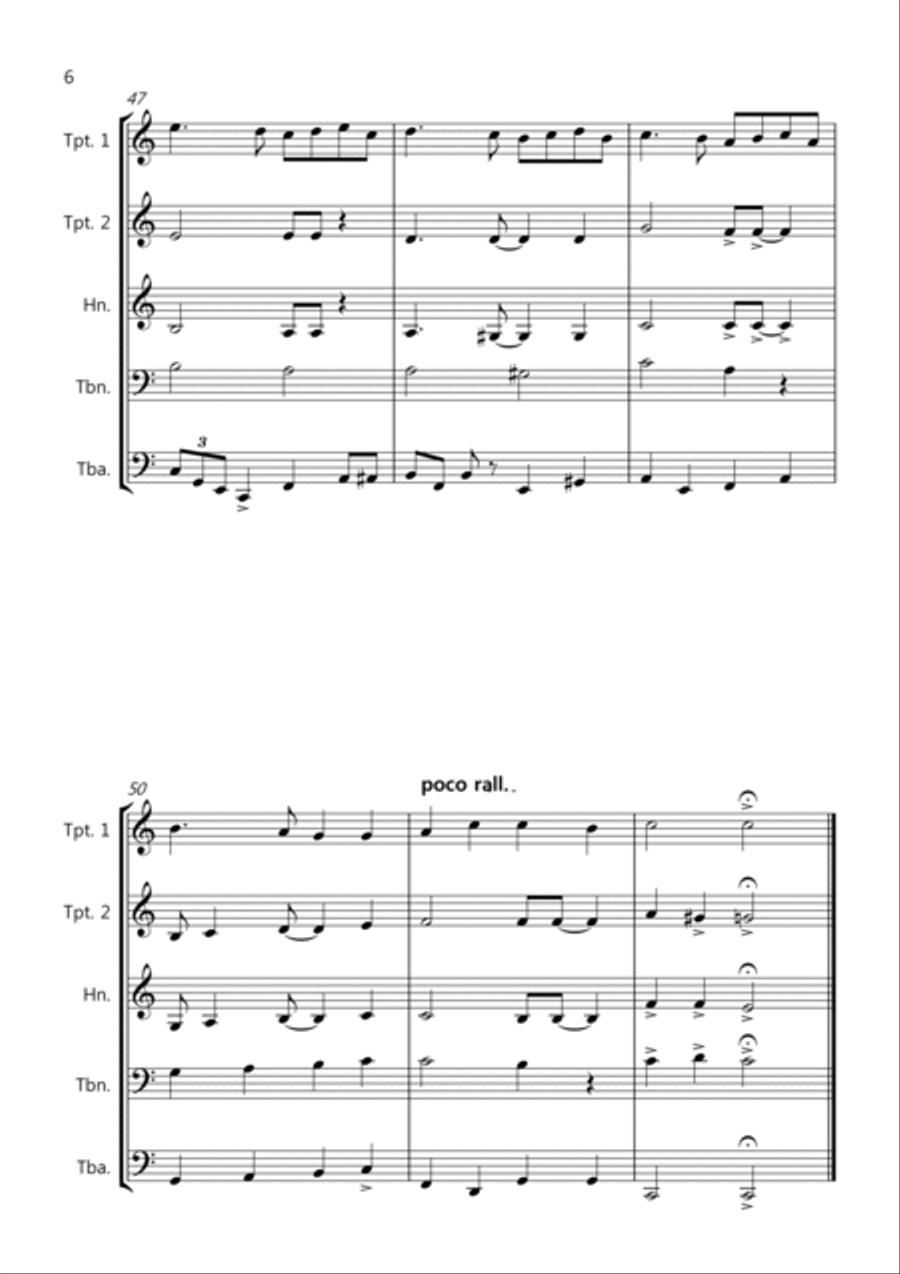 Ding Dong Merrily On High (Jazzy Style!) for Brass Quintet Brass Quintet scores gallery preview page 6