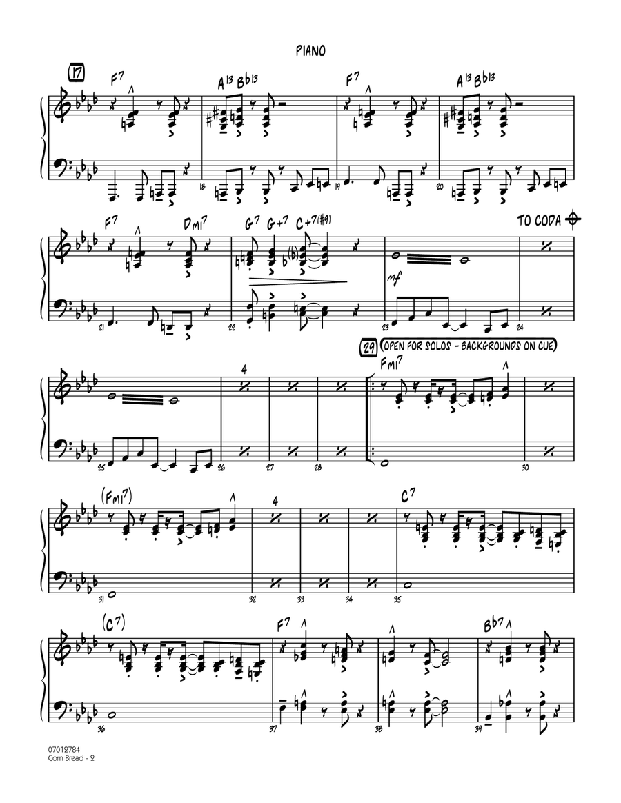 Corn Bread - Piano Jazz Ensemble scores gallery preview page 2