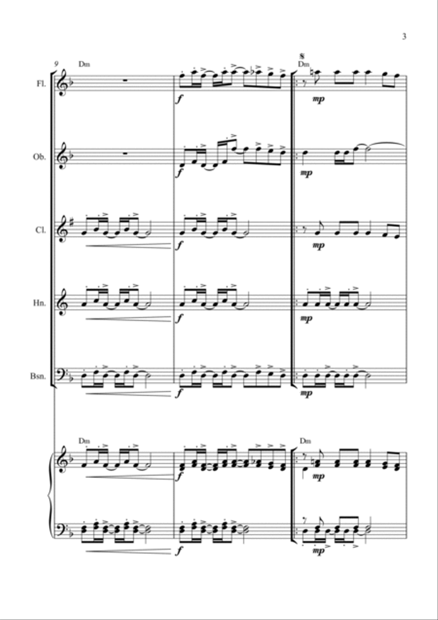 Lay All Your Love On Me Woodwind Quintet scores gallery preview page 3