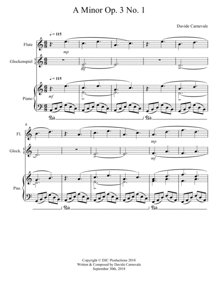 A Minor Op. 3 No. 1 Percussion Ensemble - Digital Sheet Music