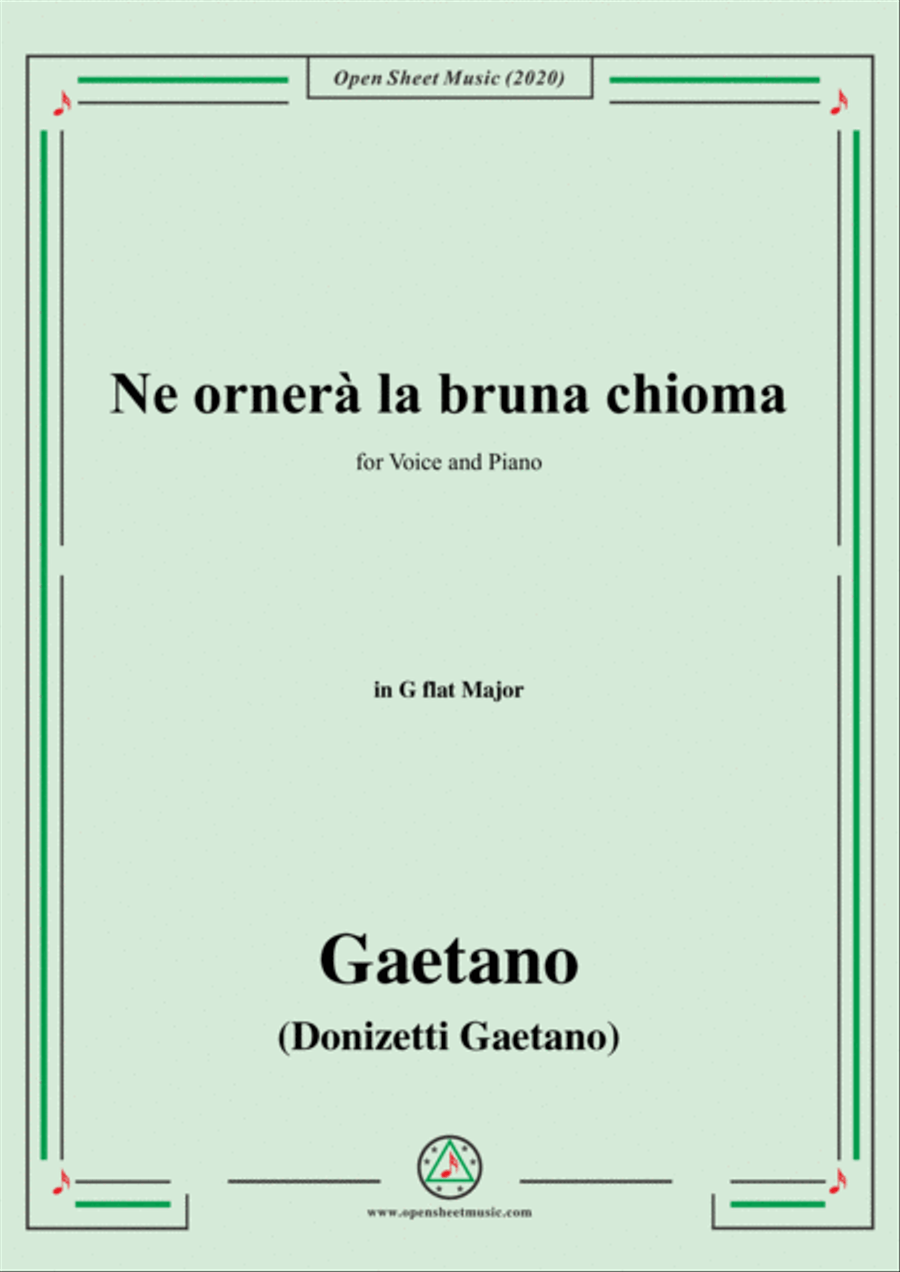 Donizetti-Ne ornera la bruna chioma,in G flat Major,for Voice and Piano Voice Solo scores gallery preview page 1