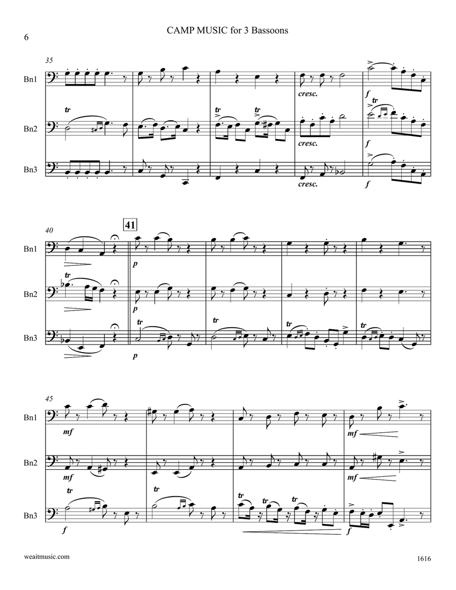 Camp Music for 3 bassoons (6’34) Woodwind Trio scores gallery preview page 6