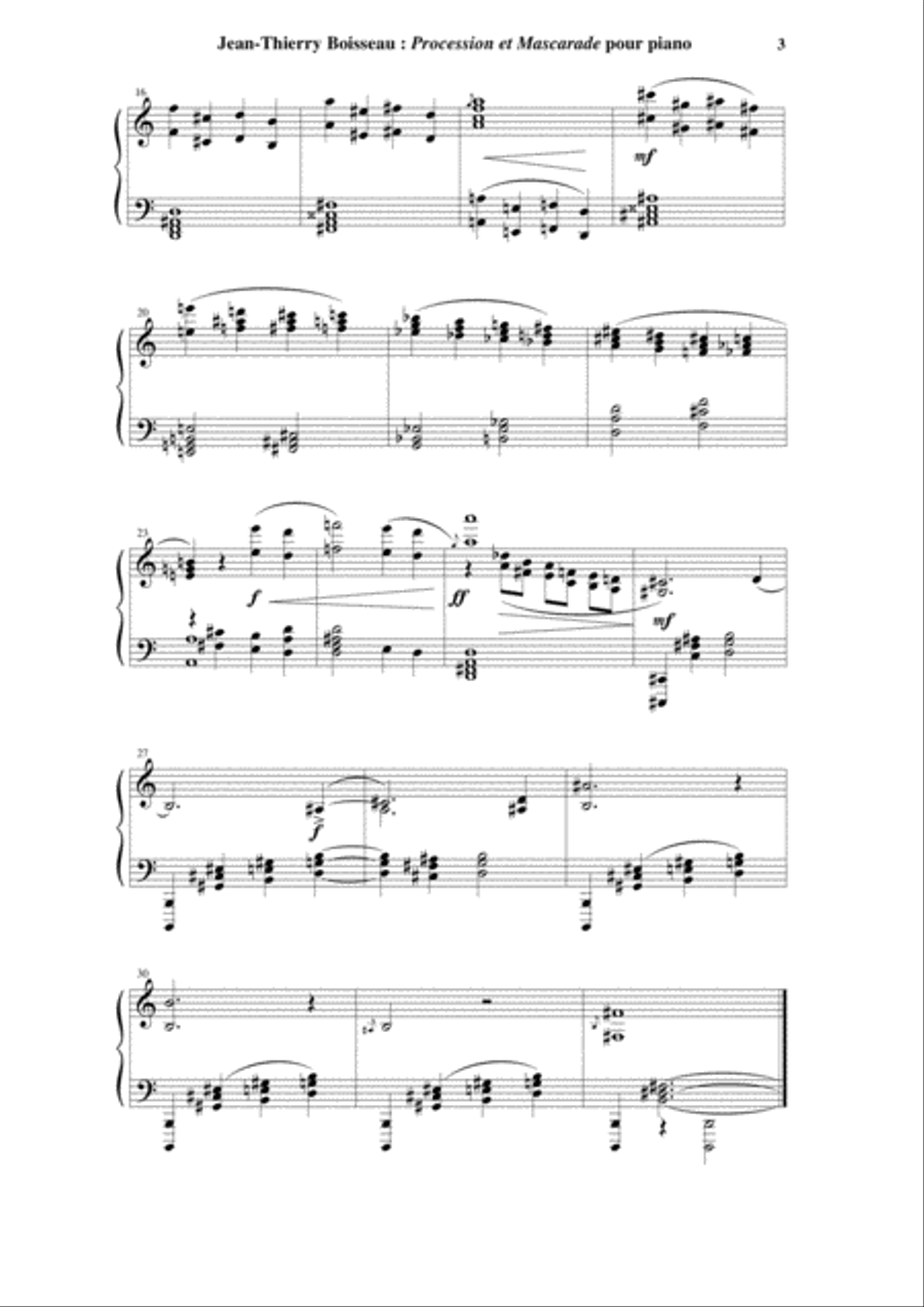 Jean-Thierry Boisseau: Procession et Mascarade for piano