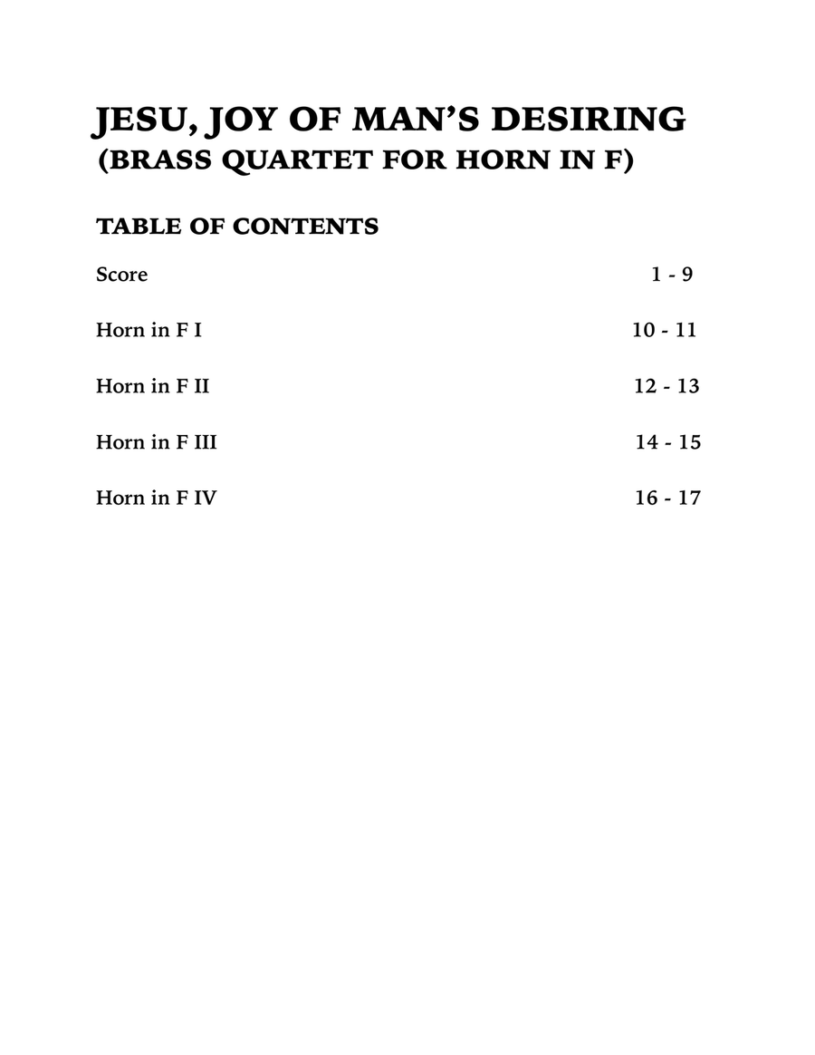 Jesu, Joy of Man's Desiring (Horn in F Quartet) French Horn Quartet scores gallery preview page 4