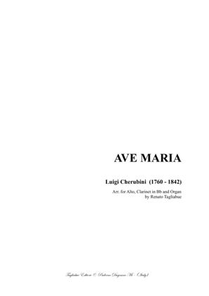 Book cover for AVE MARIA by Cherubini for Alto, Clarinet in Bb and Organ/Piano
