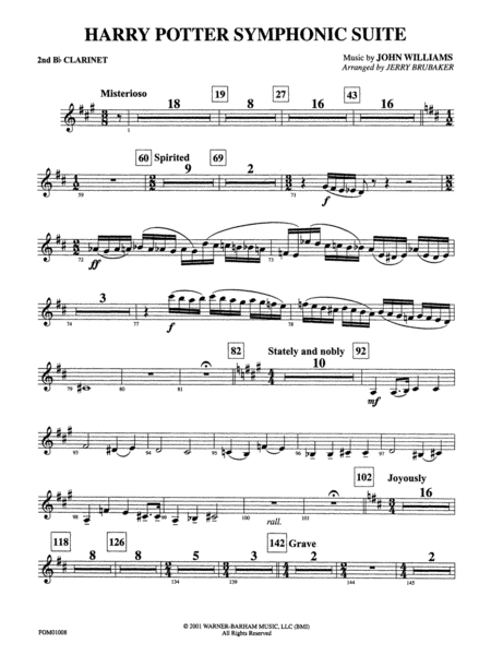 Harry Potter Symphonic Suite: 2nd B-flat Clarinet